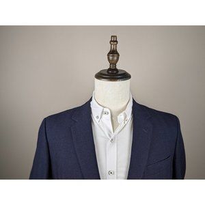 [38S] Exceptionally Tailored Full Canvas Blue Herringbone Sports Coat